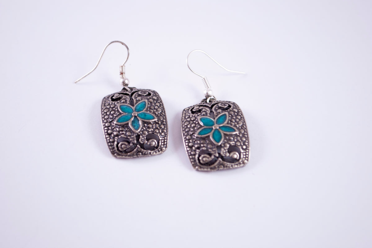 Minđuše od alpake M-0059, tirkiz
