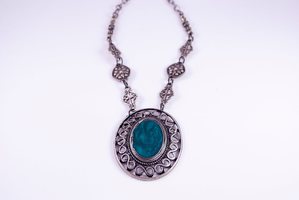 Ogrlica od alpake O-0035, zelena