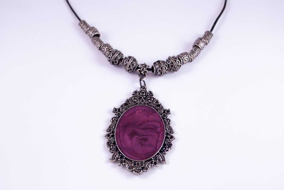 Ogrlica od alpake O-0038, bordo