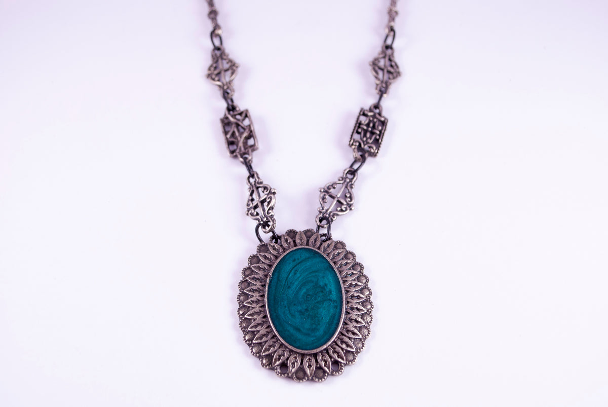 Ogrlica od alpake O-0043, zelena