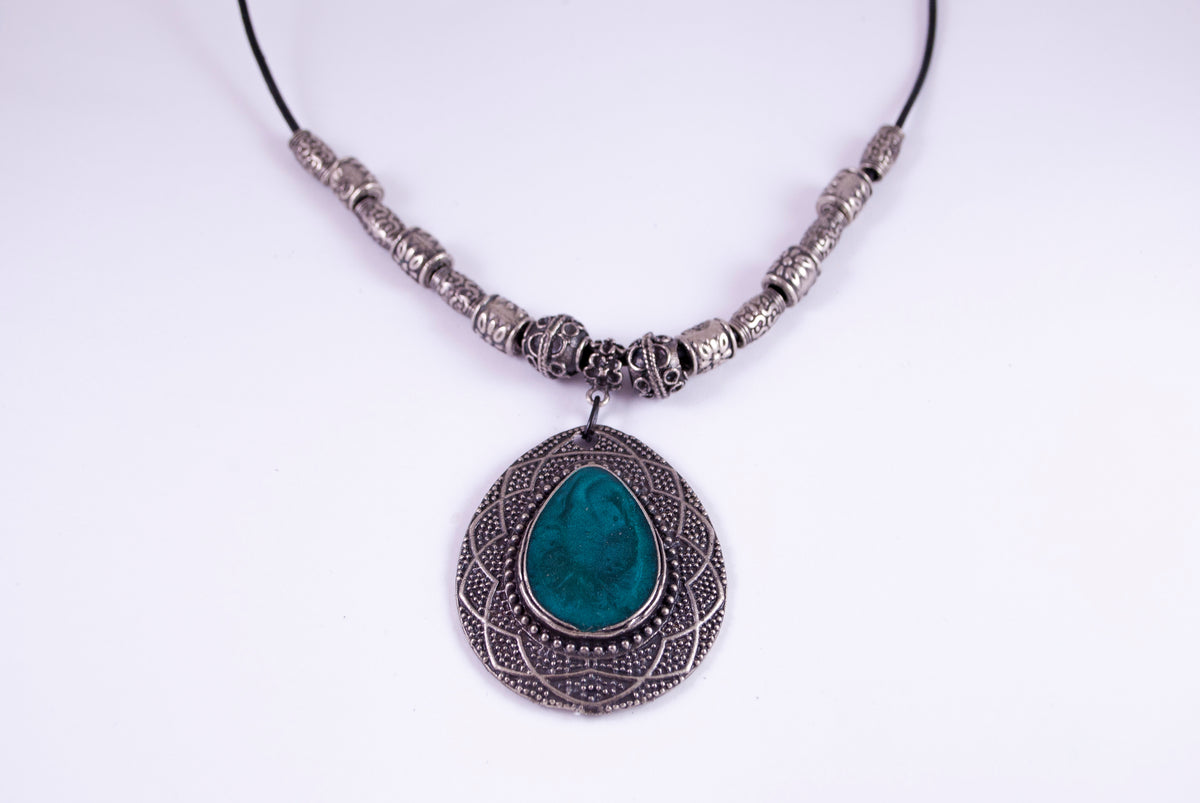 Ogrlica od alpake O-0044, zelena